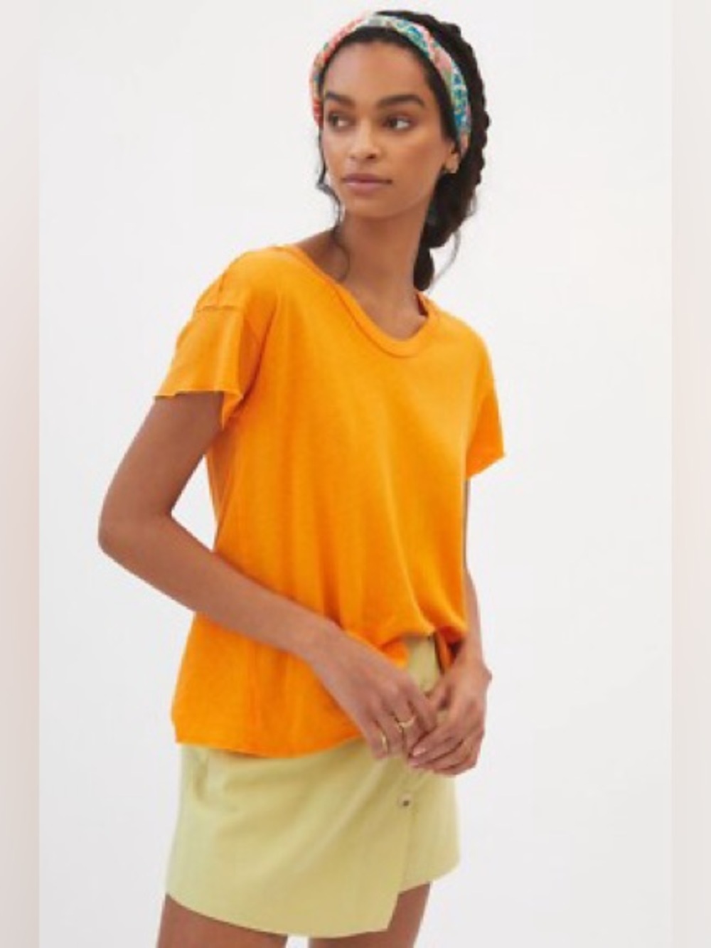 Anthropologie Pilcro Sustainable Swing Top Orange Tangerine Split Back Size S